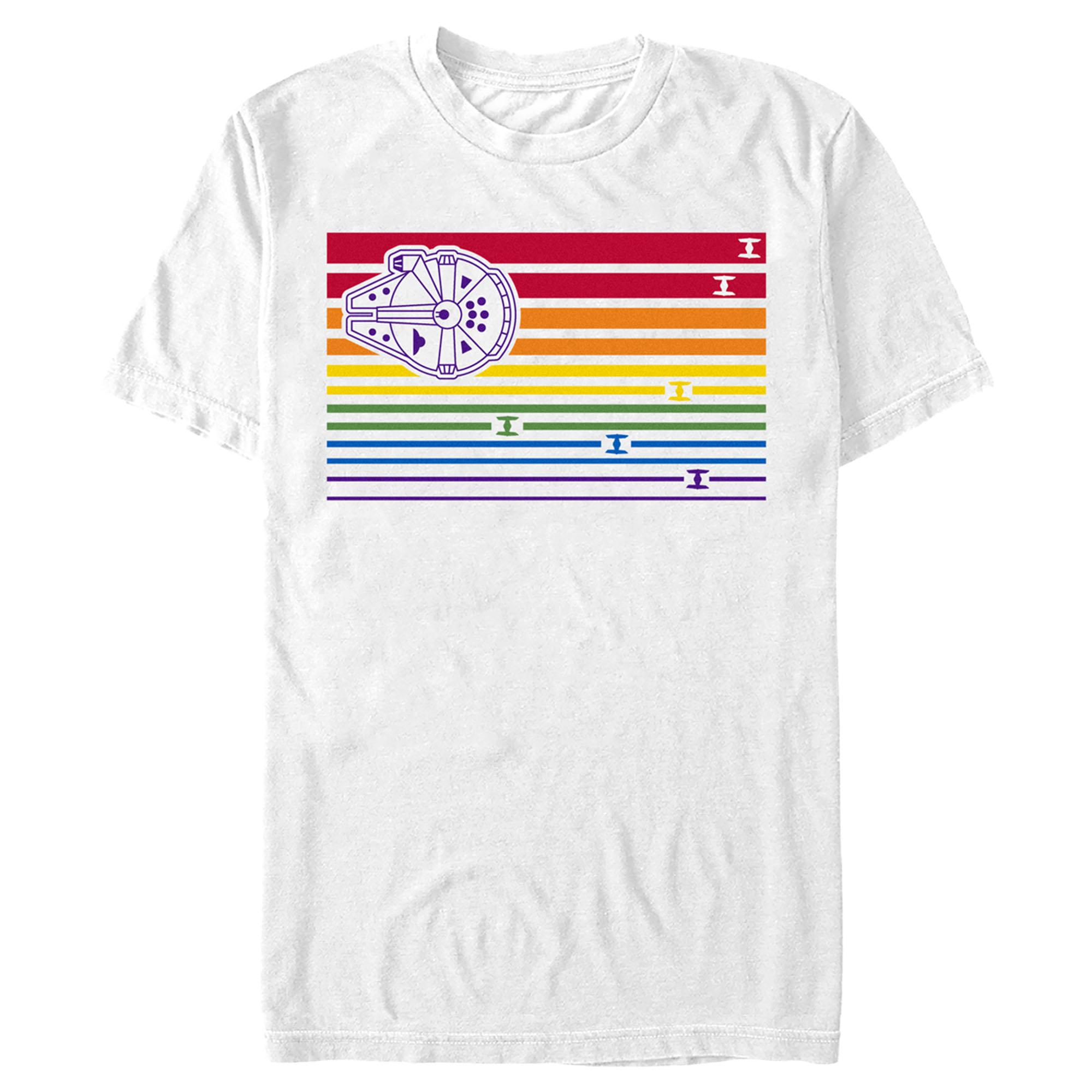 Men's Star Wars Millennium Falcon Pride Flag Graphic Tee White X Large